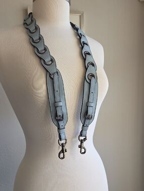 COACH Light Blue Leather & Grommet Linked Replacement Strap